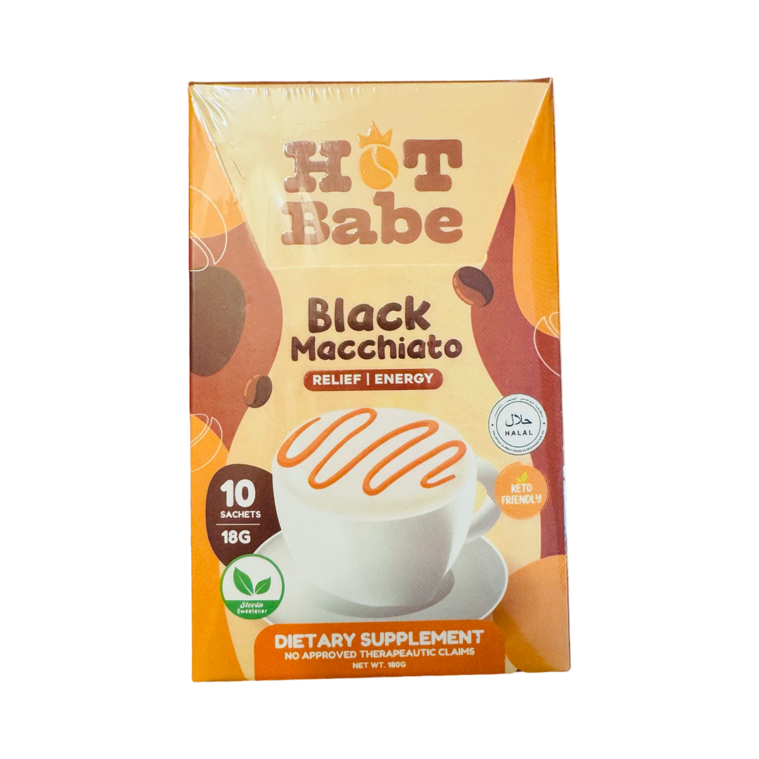 Hot Babe Black Macchiato Coffee Mix by Kiray Celis, 10 Sachets x 18g