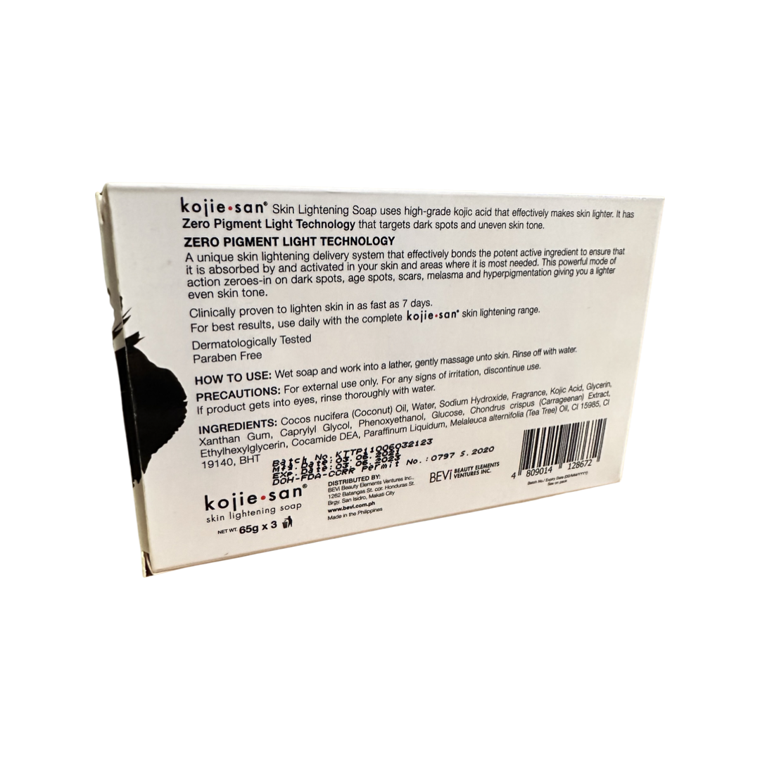 Original Kojie San Skin Lightening Kojic Acid Soap 65g x 3 Bars