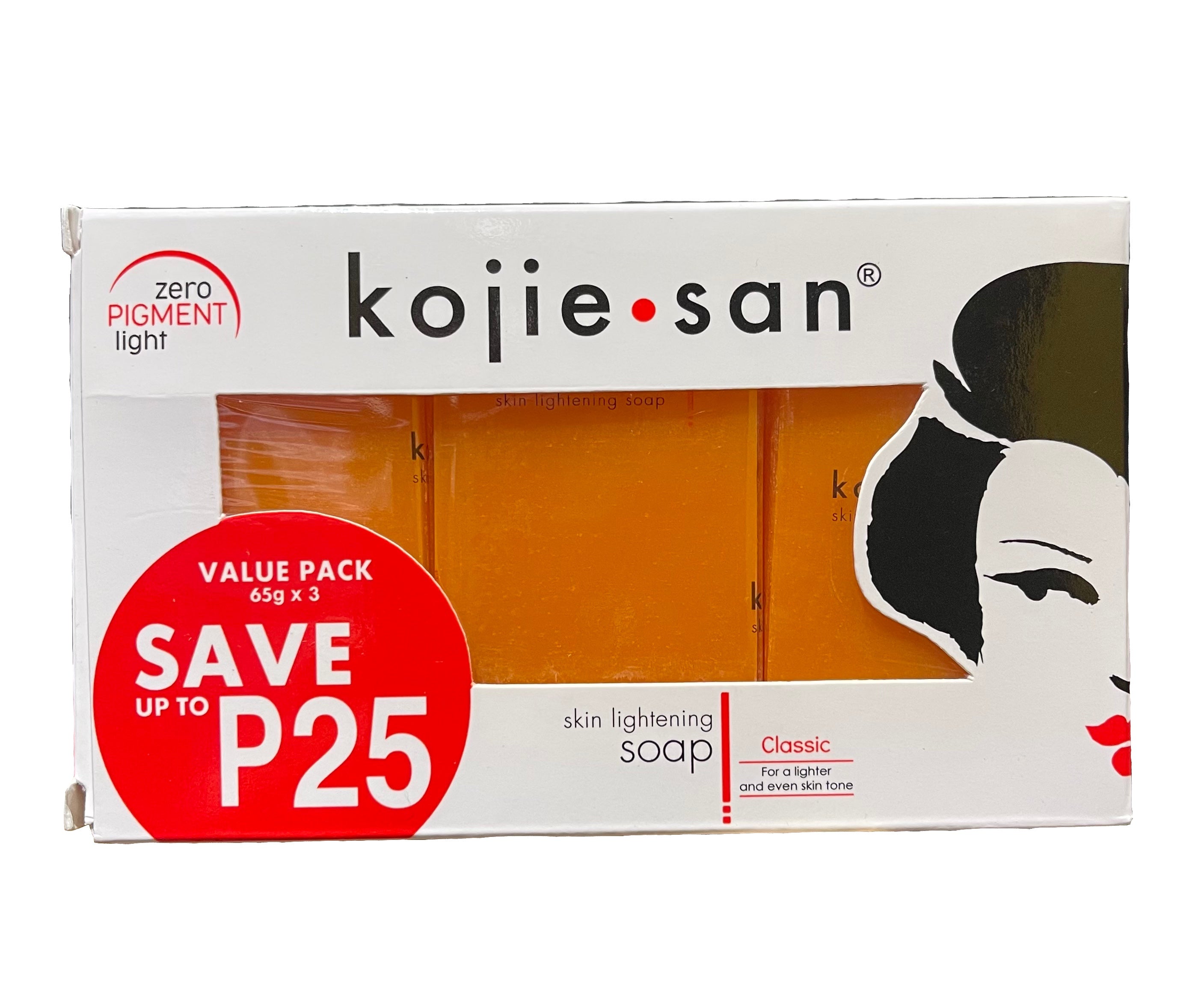 Original Kojie San Skin Lightening Kojic Acid Soap 65g x 3 Bars