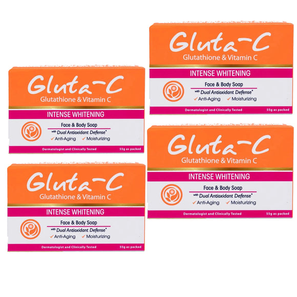 Gluta-C Intense Whitening with Glutathione & Vitamin C Bar Soap, 120g x 4 Bars