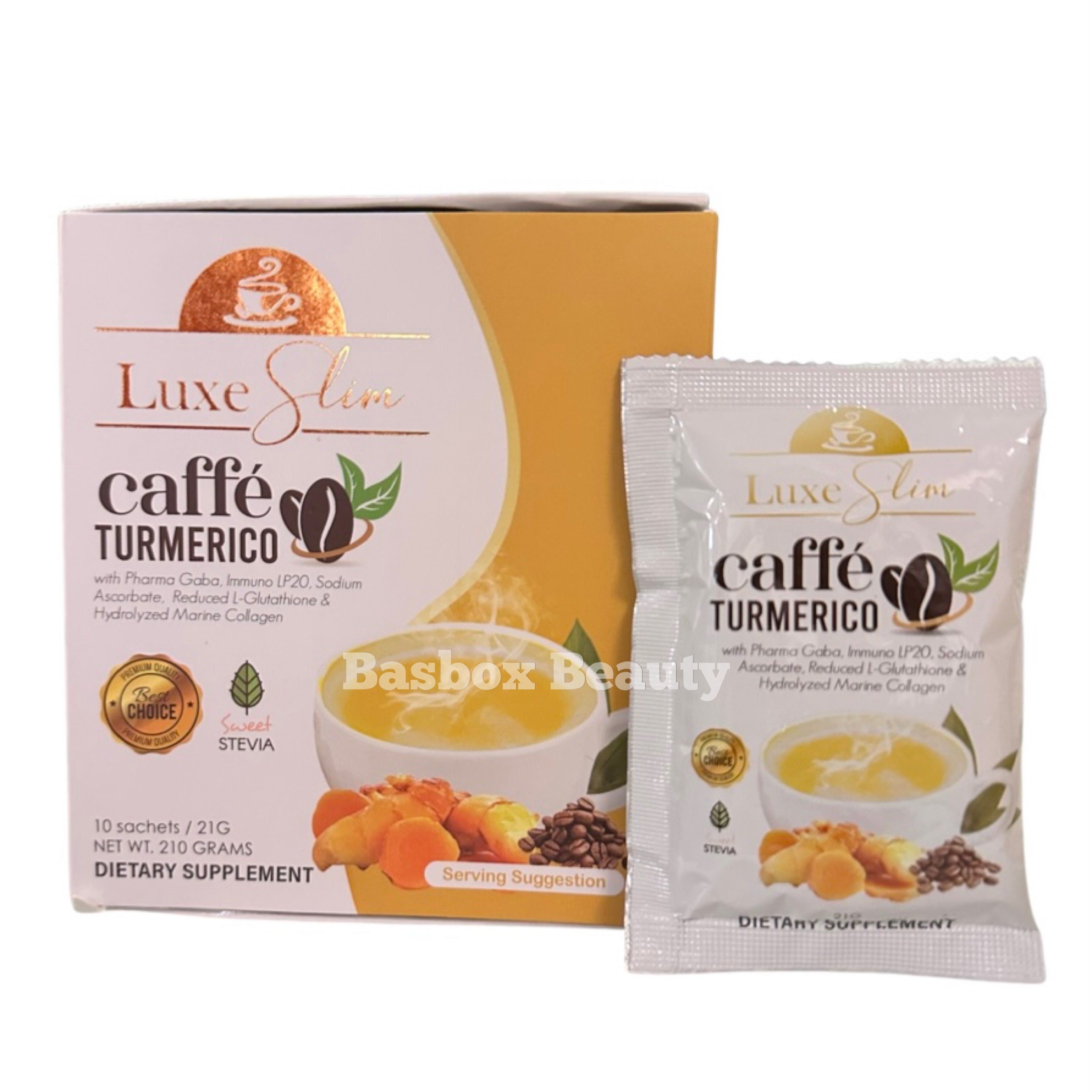 LUXE SLIM Caffe TURMERICO With Collagen & L-Glutathione, 10 Sachets Basbox Beauty USA LUXE SLIM Caffe TURMERICO With Collagen & L-Glutathione, 10 Sachets Basbox Beauty USA