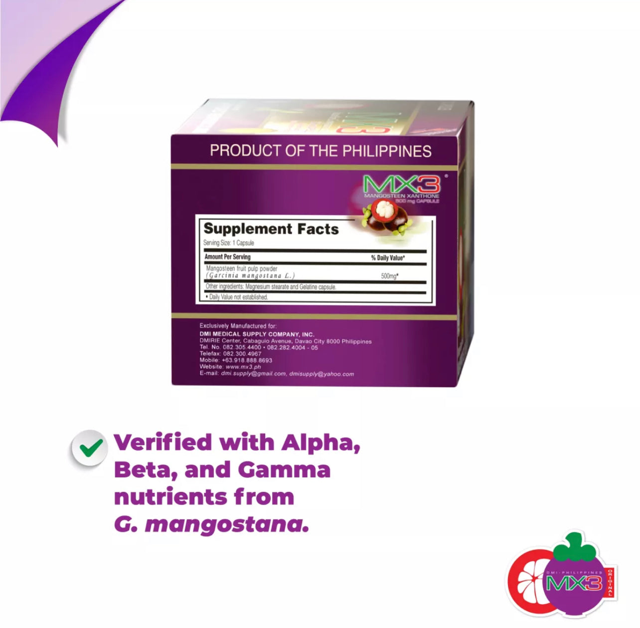 MX3 Natural Pure G Mangosteen Xanthone Capsules, 2 Boxes