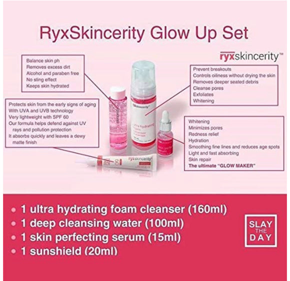 Ryxskin Glow Up Set - Foam Cleanser, Toner, Serum & Sunshield