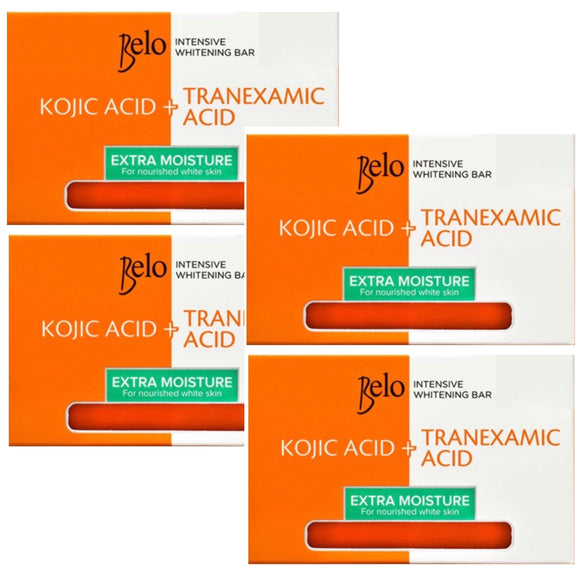 Belo Intensive Kojic Acid + Tranexamic Acid Extra Moisture Bar Soap, 65g x 4 Soaps