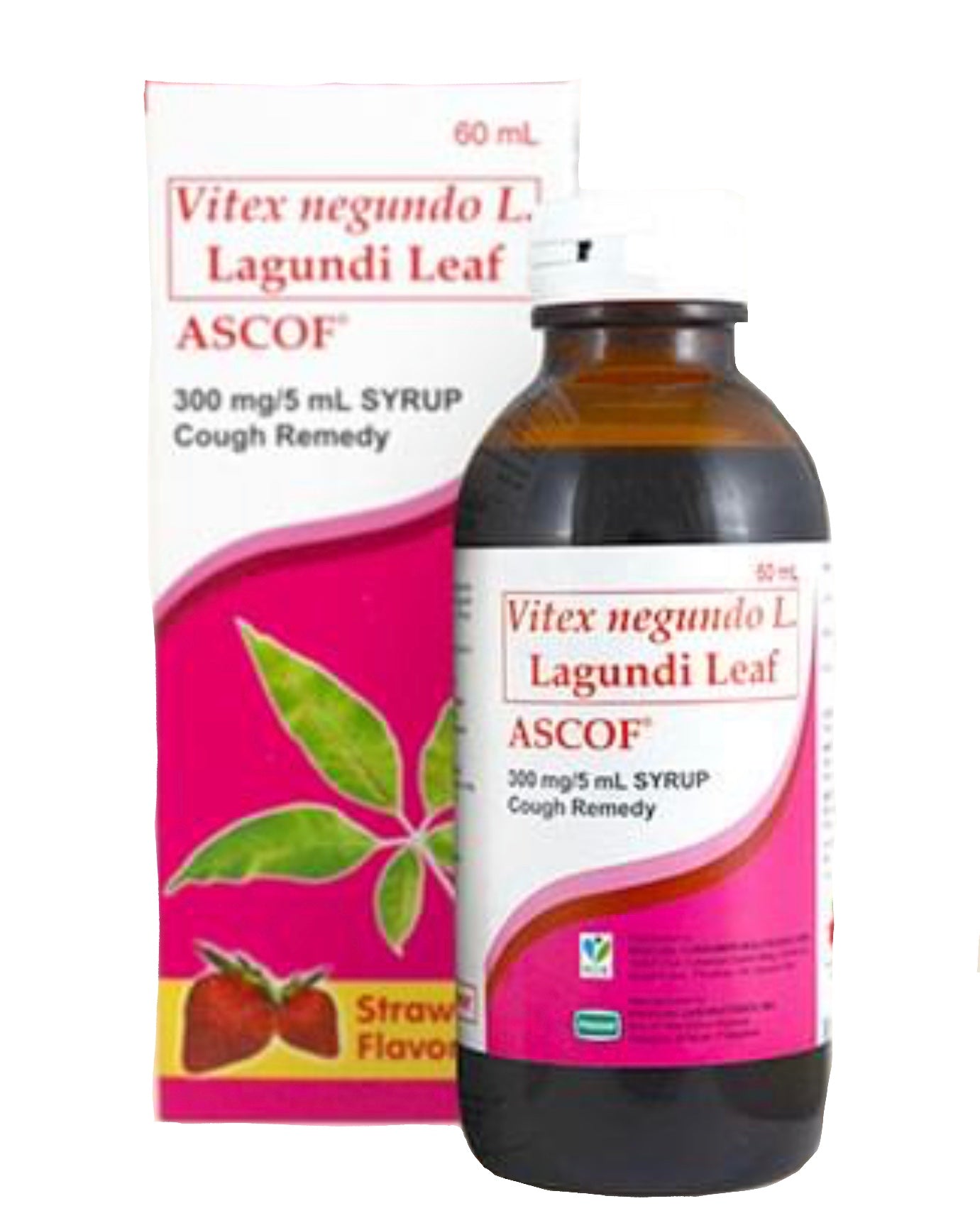 ASCOF Lagundi for Kids & Adults 300mg/5mL Strawberry-Flavored Syrup 120mL