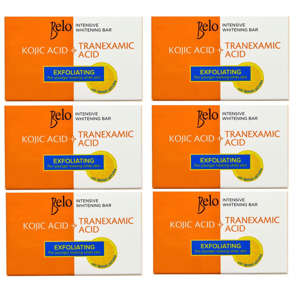 Belo Intensive Kojic acid + Tranexamic Acid Exfoliating Bar Soap, 65g x 6 Soaps
