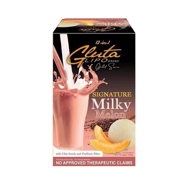 12-in-1 Glutalipo Gold Series Milky Melon, 10 Sachets