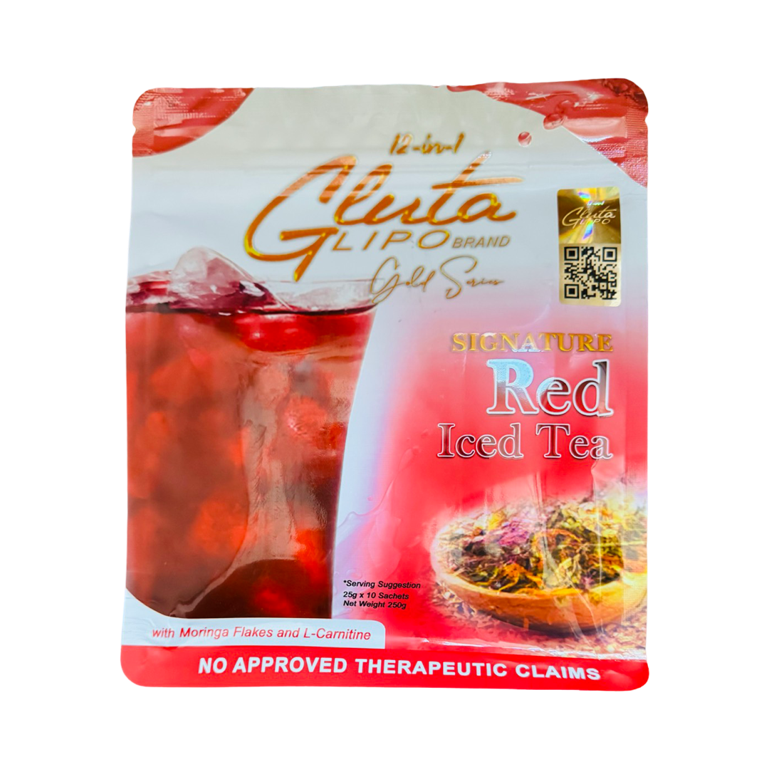 12 in 1 Gluta Lipo Red Iced Tea, 10 Sachets (1 Pack)