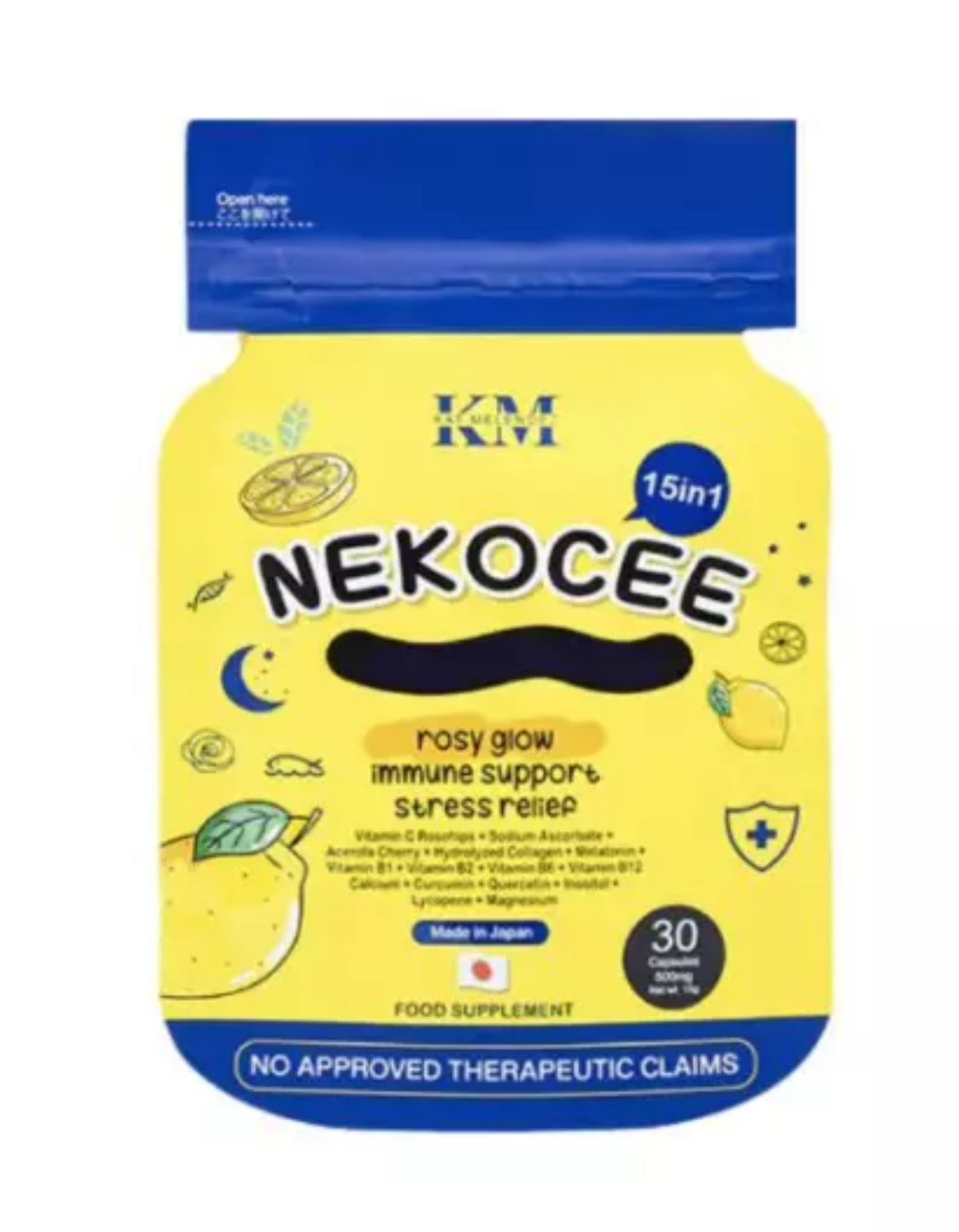 NekoCee by Kat Melendez 15-in-1 Rosy Glow Vitamin C, 30 Capsules