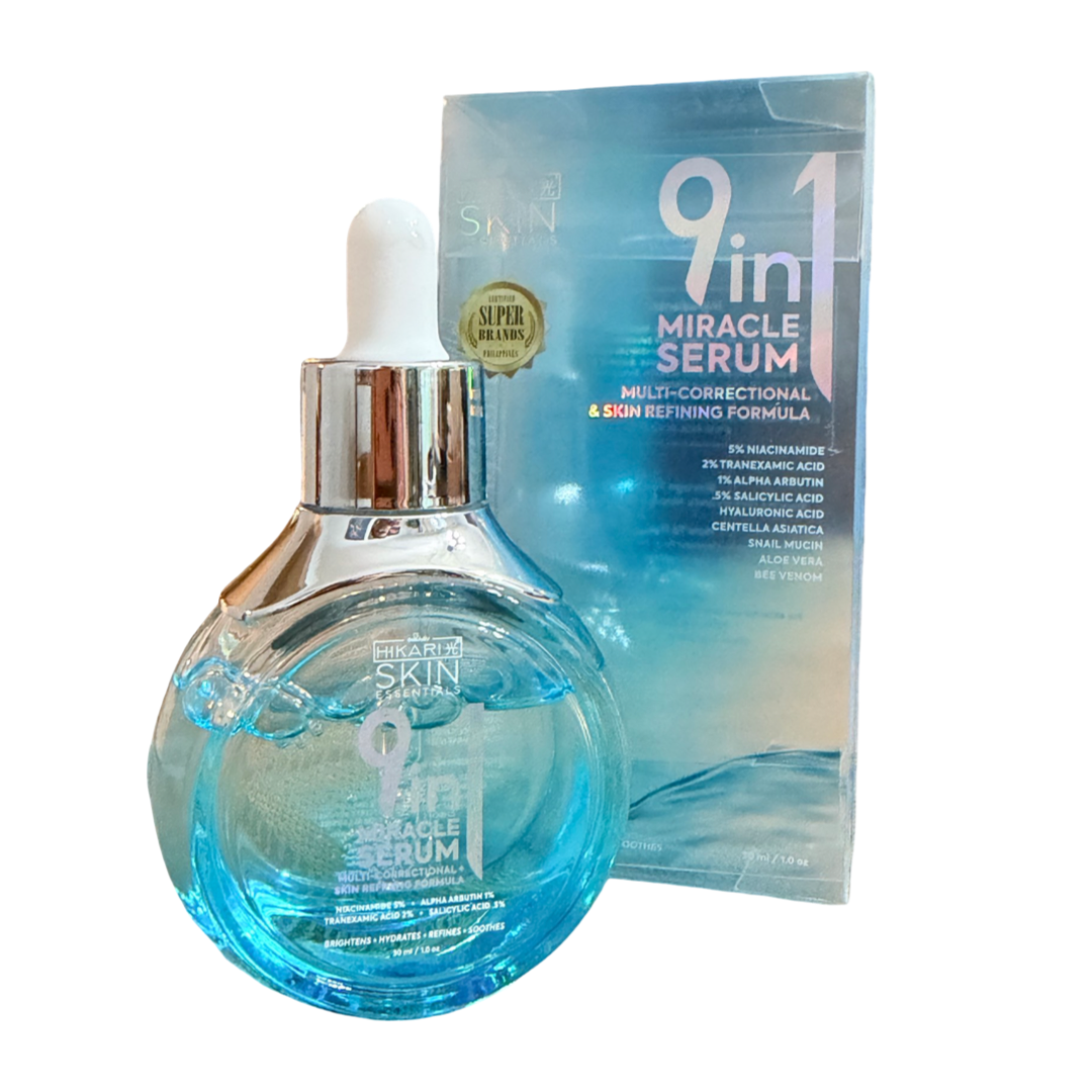 Hikari Skin Essentials 9 in 1 Miracle Serum | Facial Serum with Niacinamide, Tranexamic Acid, Alpha Arbutin, Salicylic Acid, Hyaluronic Acid, Centella Asiatica, Snail Mucin, Aloe Vera & Bee Venom | 30 mL