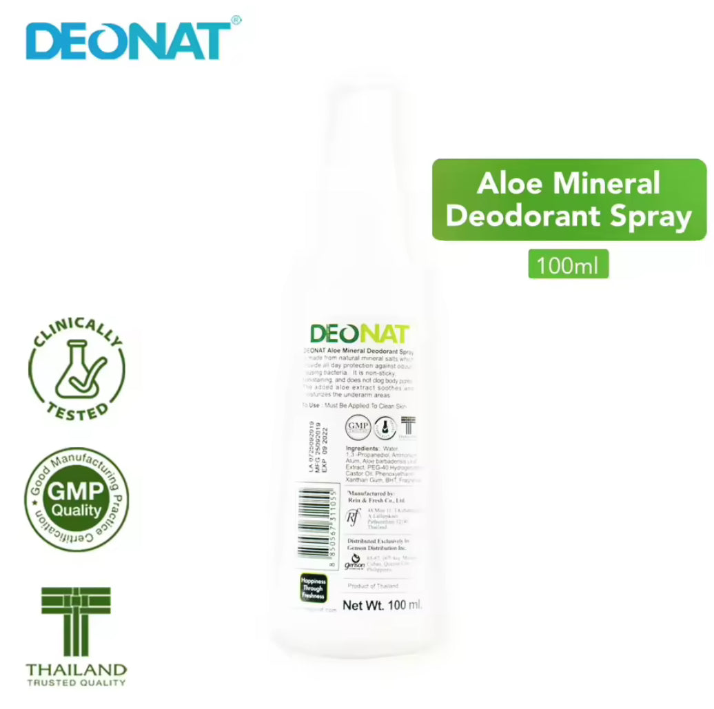 DeoNat Aloe Mineral Deodorant Spray, 100mL