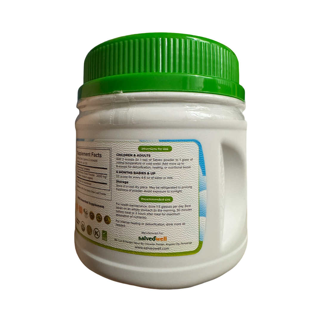 SBG Salveo Barley Grass Powder in Jar, 240 Grams