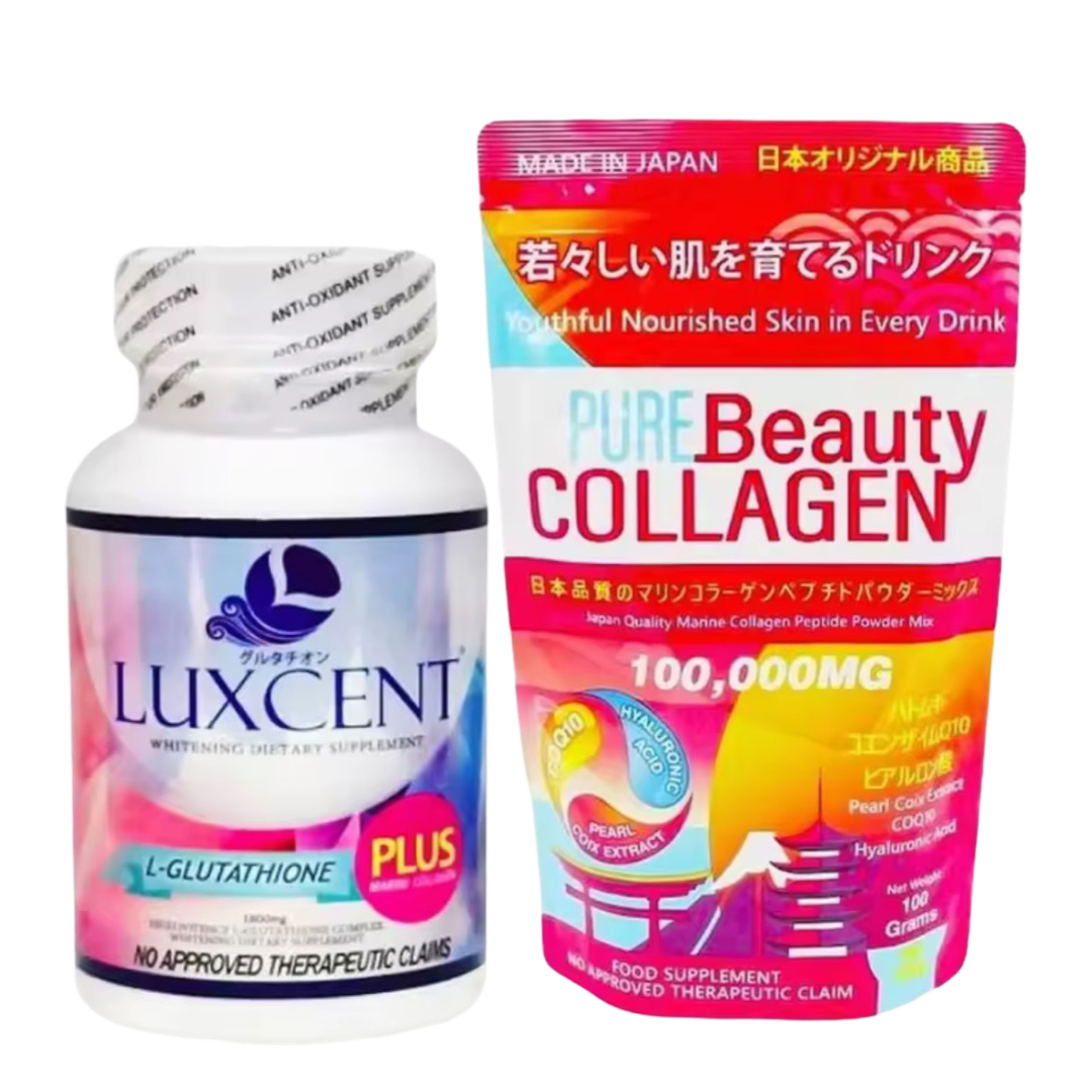 Pure Beauty Collagen & Luxcent Glutathione Caps Duo 1 Month Supply