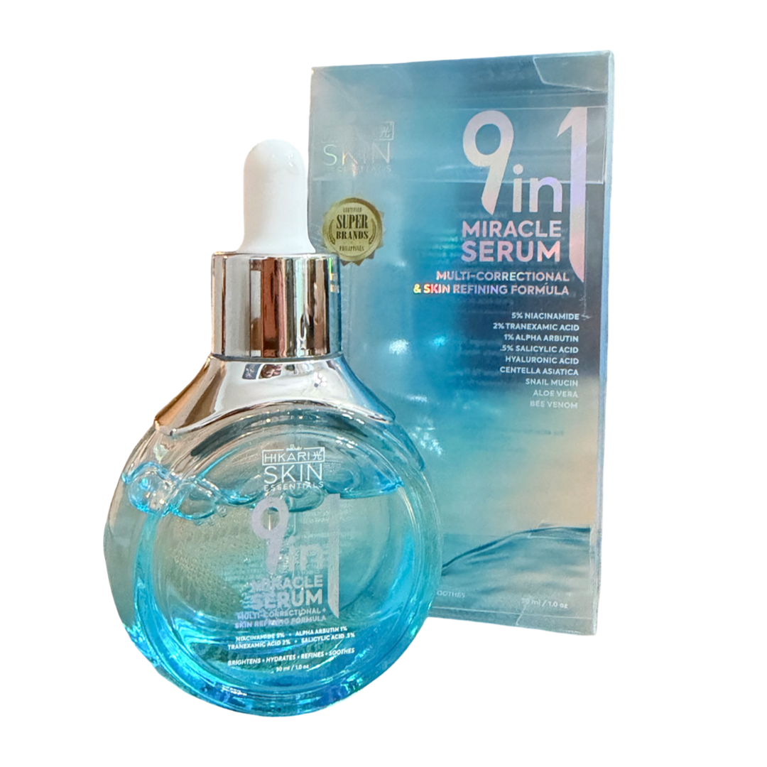 Hikari Skin Essentials 9 in 1 Miracle Serum | Facial Serum with Niacinamide, Tranexamic Acid, Alpha Arbutin, Salicylic Acid, Hyaluronic Acid, Centella Asiatica, Snail Mucin, Aloe Vera & Bee Venom | 30 mL