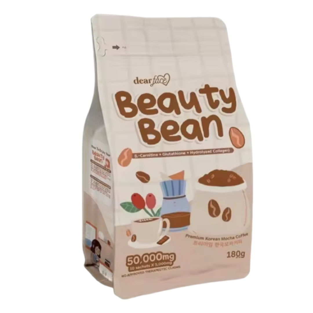 Dear Face BEAUTY BEAN Premium Korean Mocha Coffee, 10 Sachets X 18g