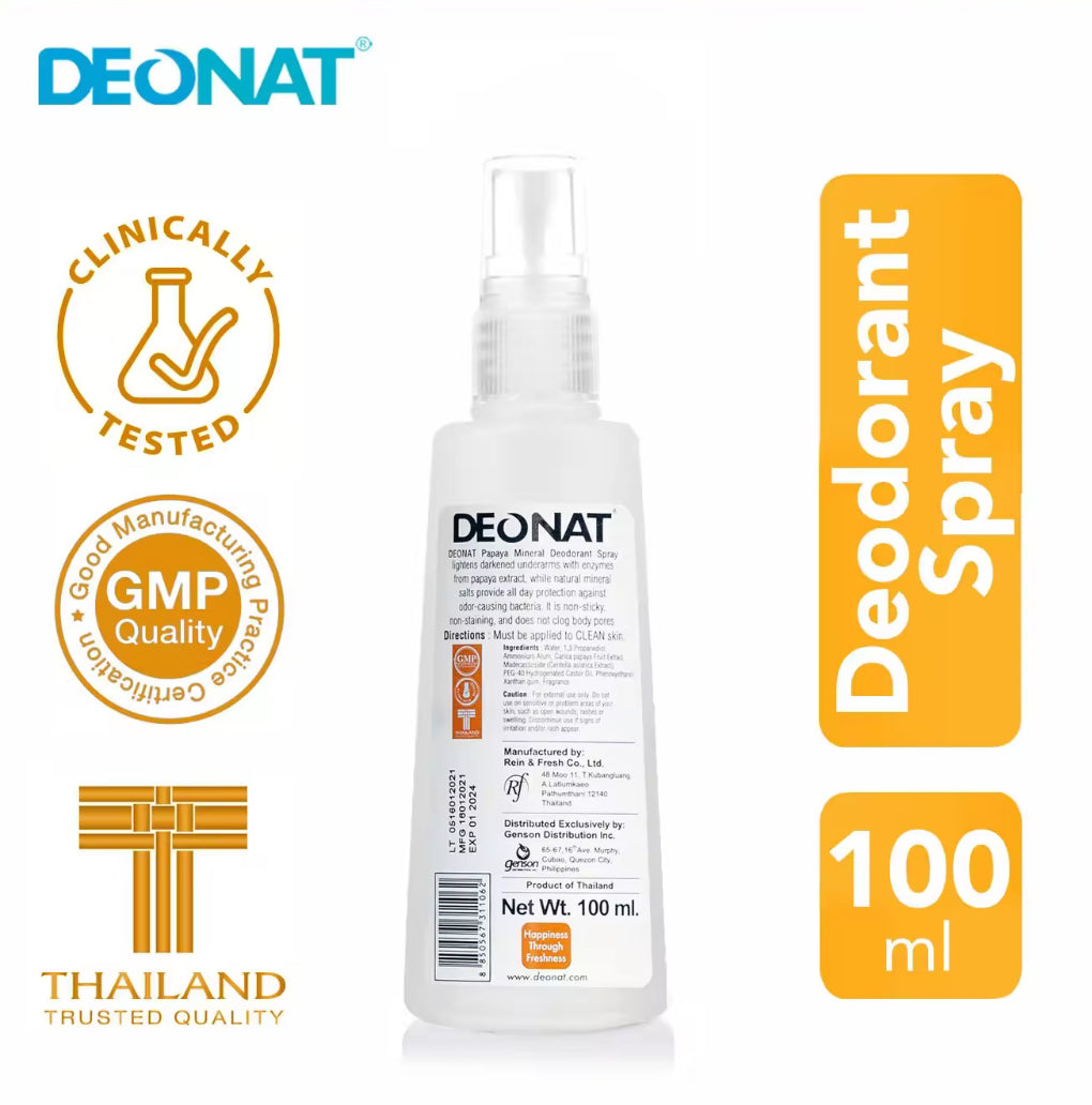 DeoNat Papaya Mineral Deodorant Spray, 100mL