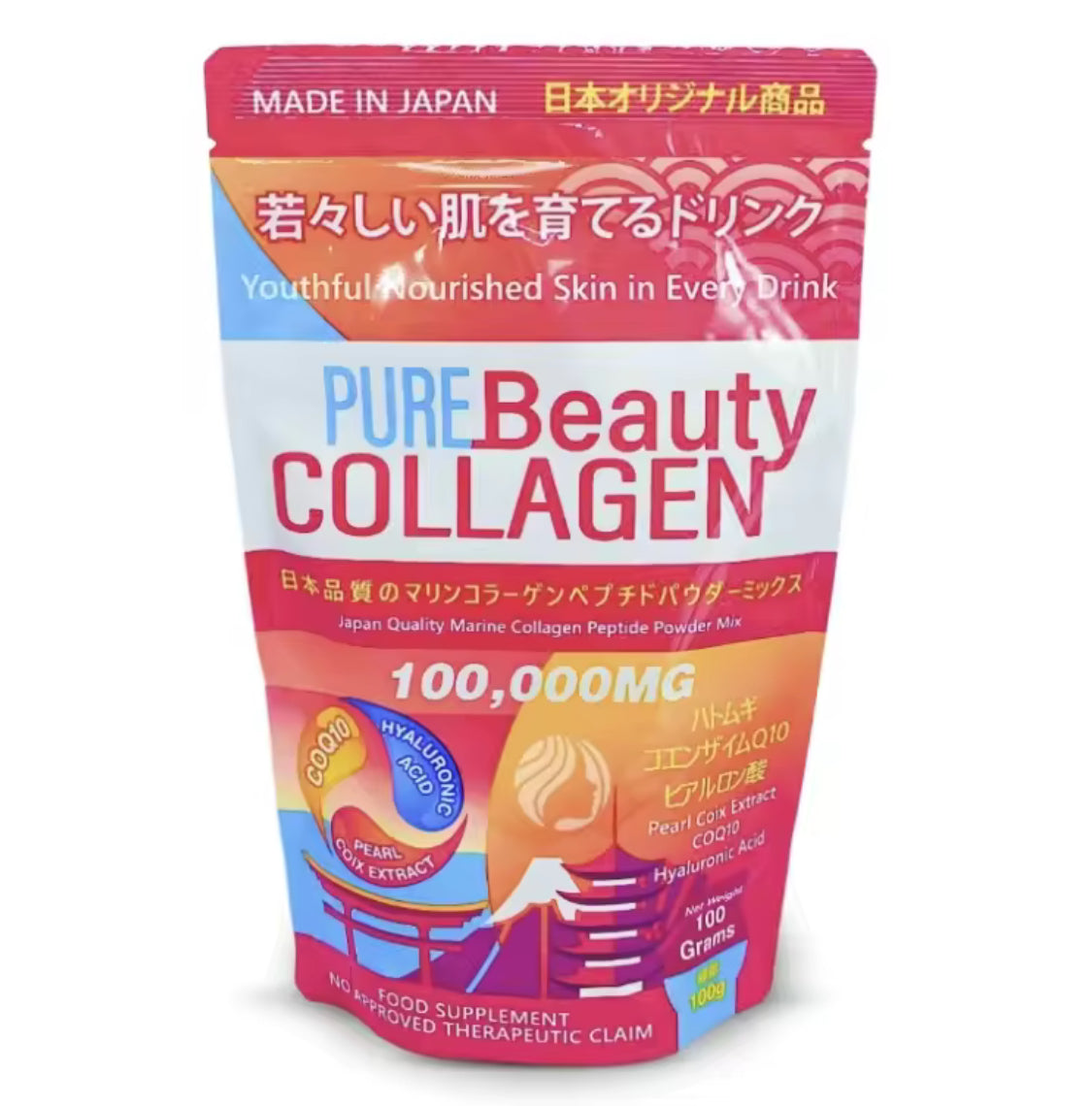 Pure Beauty Collagen 100,000mg Marine Collagen Powder Mix, 100g