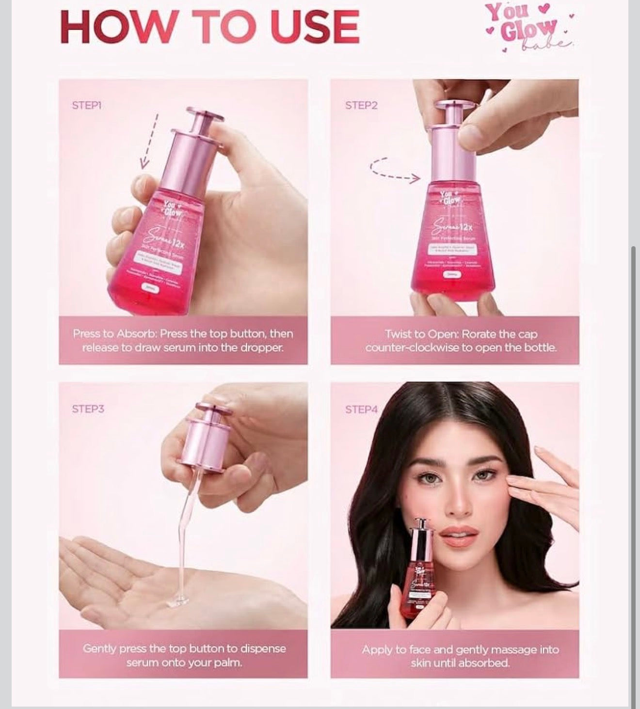 You Glow Babe Serumé 12X Facial Serum with Niacinamide, Ceramide, Propanediol, Sepiwhite®, Symwhite® 377 & Glutathione | Lightweight Daily Face Serum | 30 mL