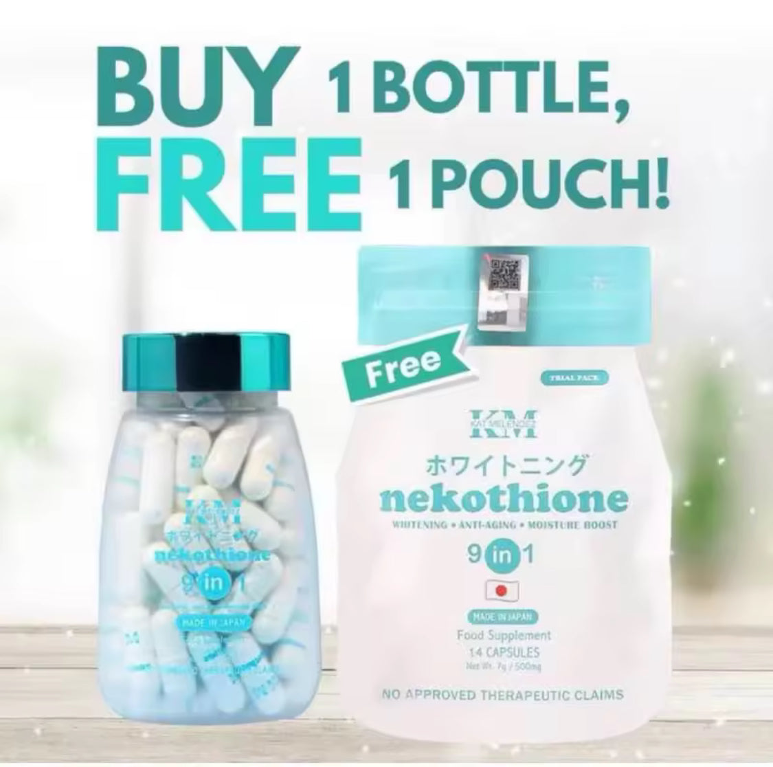 Herskin Nekothione Glutathione + Free 1 Pouch