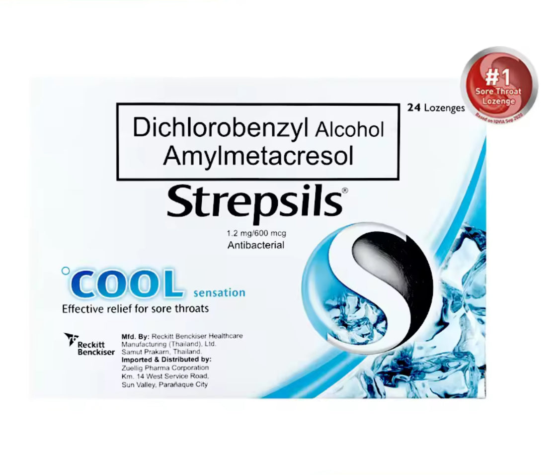 STREPSILS Sore Throat Relief Lozenges Cool Sensation, Pack of 2 x 12 Blister Pack (24 Pcs)