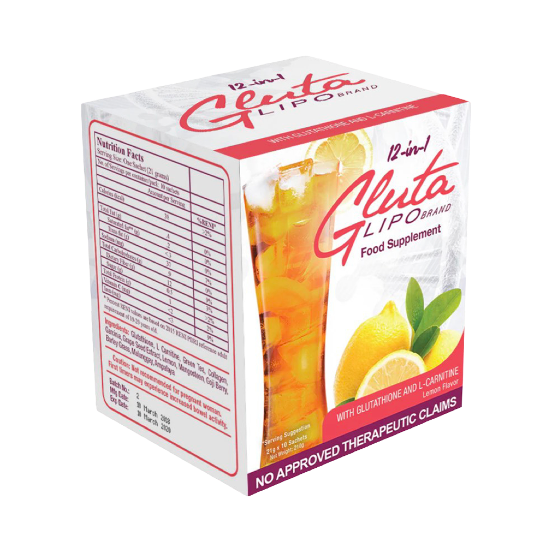12-in-1 Glutalipo Juice Lemon Flavor, 10 Sachets