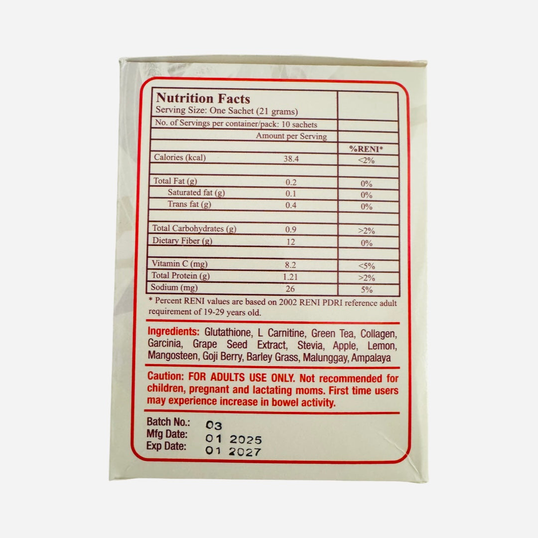 12-in-1 Glutalipo Juice Lemon Flavor, 10 Sachets