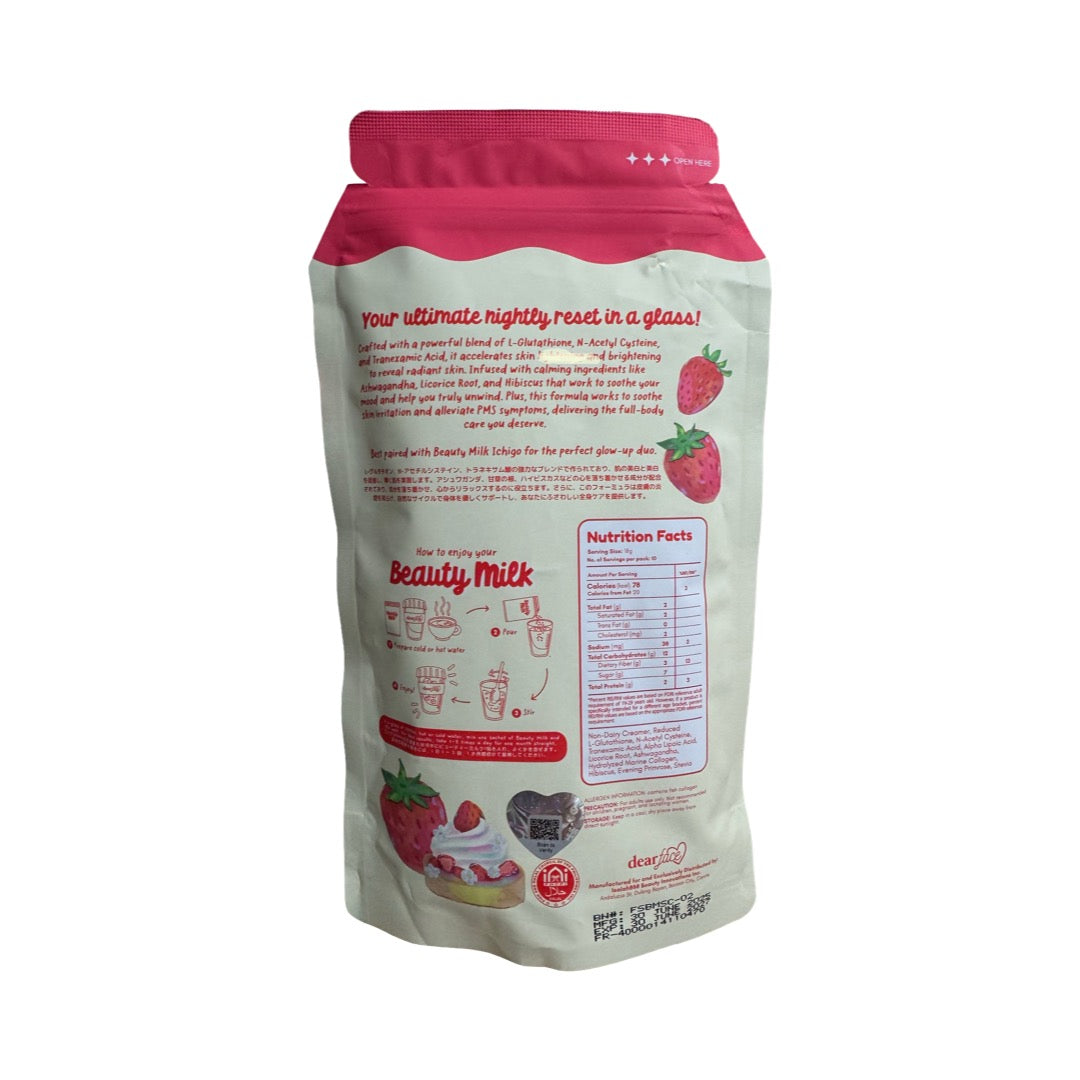 Dear Face Beauty Milk Strawberries & Cream , 10 Sachets x18g
