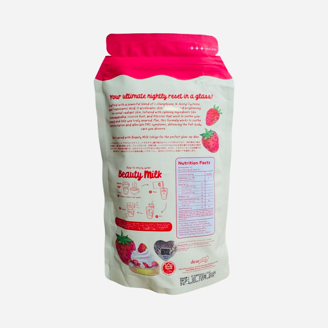Dear Face Beauty Milk Strawberries & Cream , 10 Sachets x18g