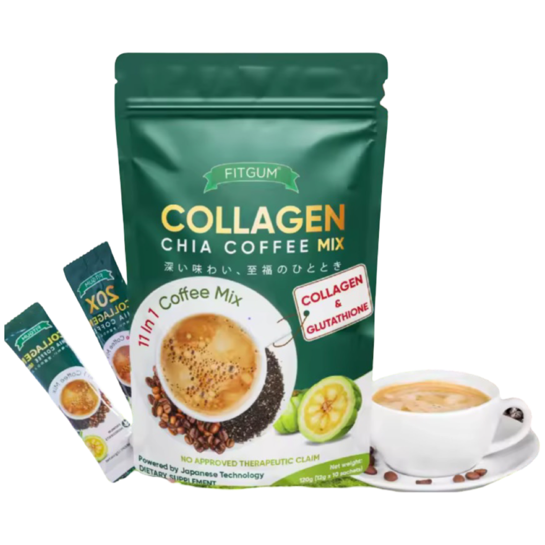 Fitgum 20x Collagen Chia Coffee 11-in-1 (10 Sachets)