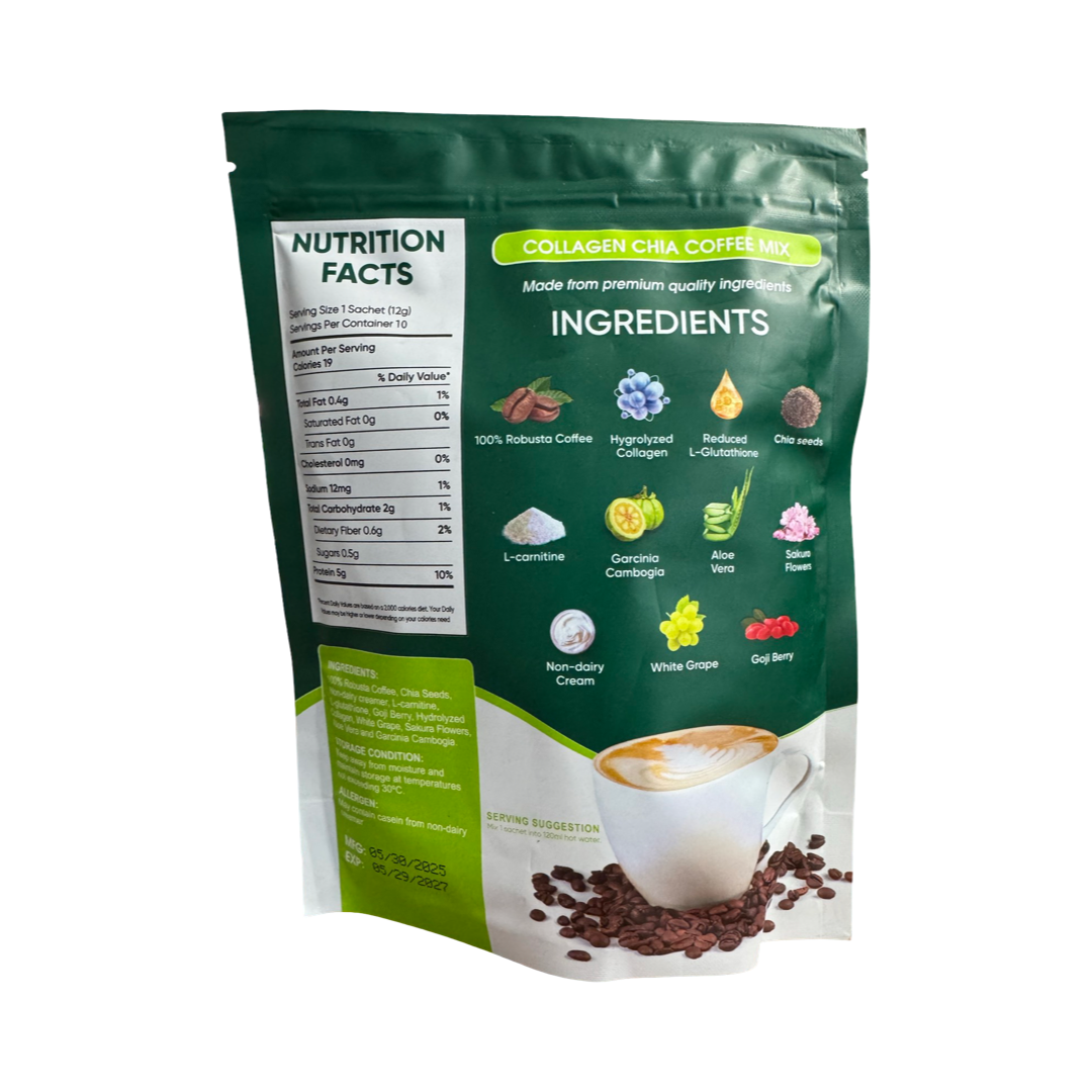 Fitgum 20x Collagen Chia Coffee 11-in-1 (10 Sachets)