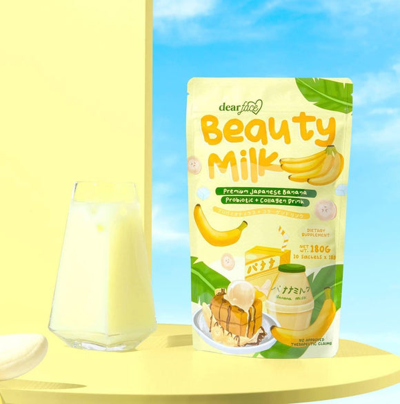 Dear Face Beauty Milk Premium Japanese Banana With Probiotics, 10 Sachets