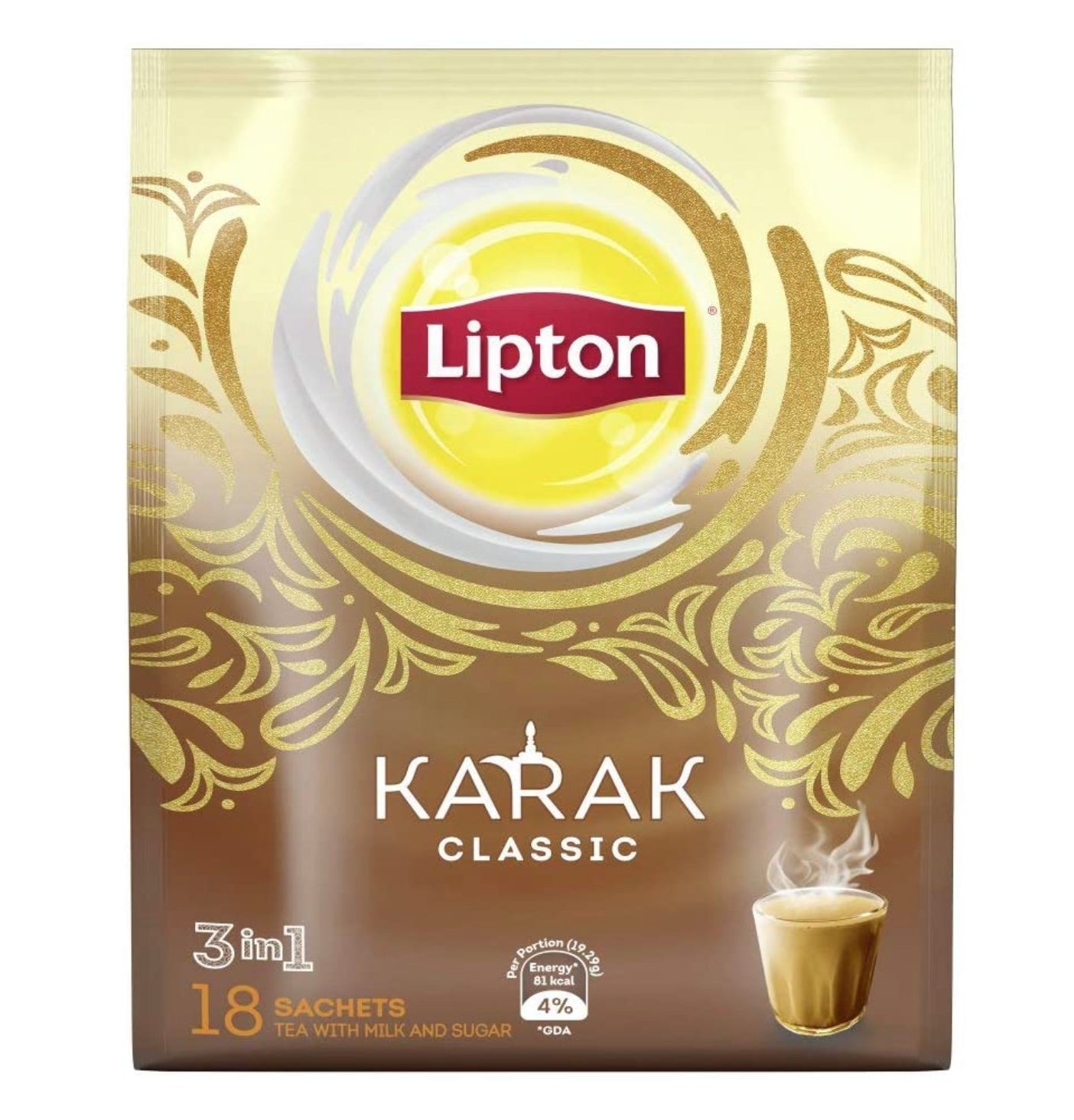 Lipton 3 in 1 Karak Cardamom Classic Tea, 18 Sachets