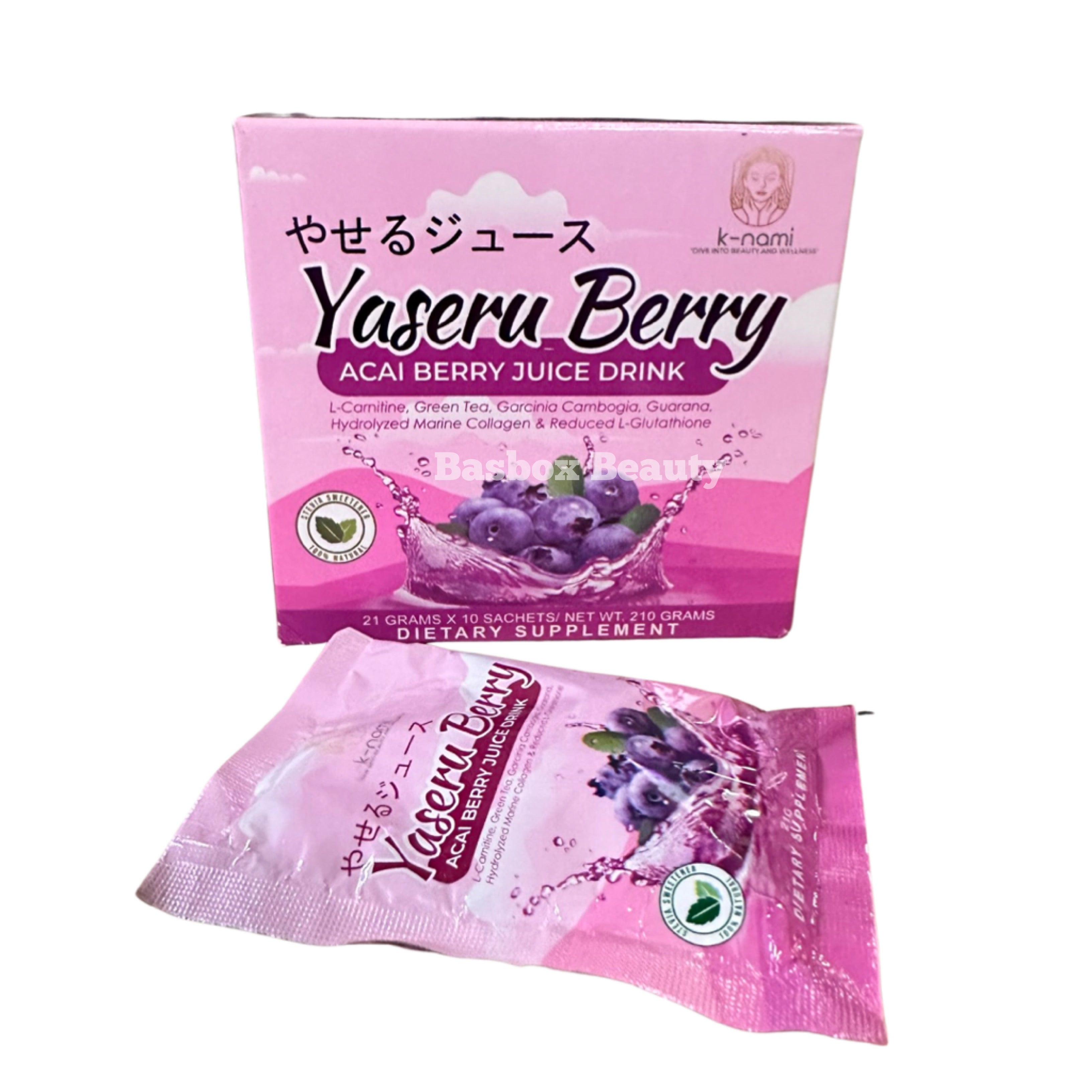 K-Nami Yaseru Berry Acai Berry Juice Drink, 10 Sachets