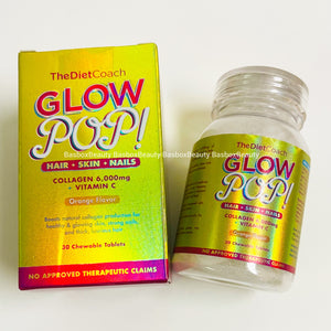 The Diet Coach Glow Pop Collagen Type 1 & 3, Orange Flavor, 30 Chewable Tablets