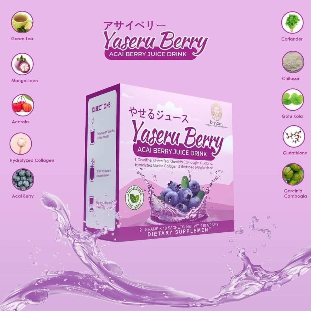 K-Nami Yaseru Berry Acai Berry Juice Drink, 10 Sachets