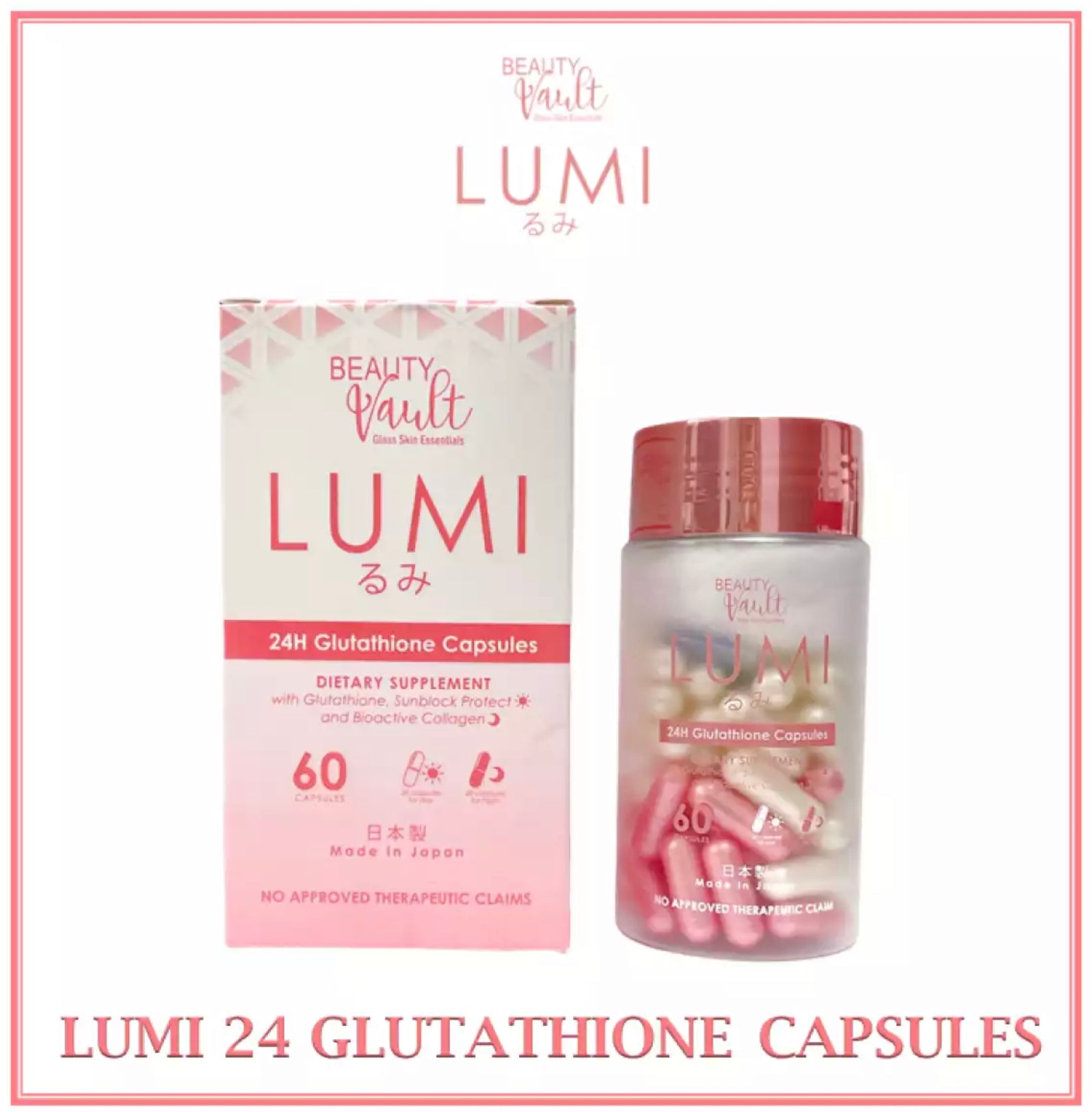 Beauty Vault LUMI 24H Glutathione Capsules, 60 Capsules – Basbox