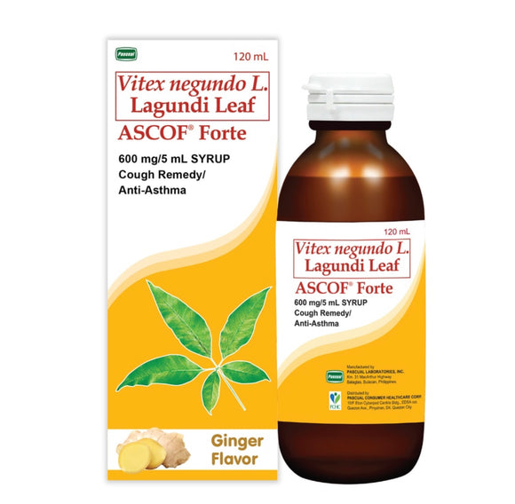 ASCOF Forte Lagundi for Adults 600mg/5ml Ginger Syrup 120ml