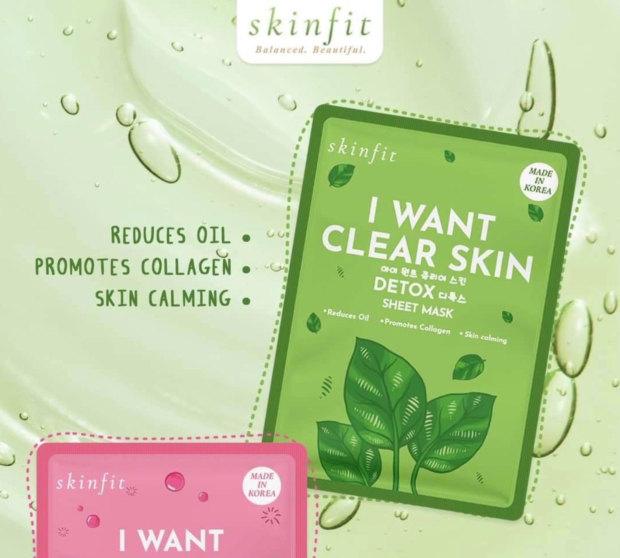 Skinfit I WANT CLEAR SKIN Detox Sheet Mask, 10 Seets