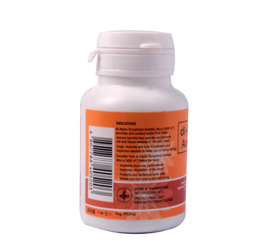 MYRA E dl-Alpha Tocopheryl Acetate (Vitamin E) 30 Capsules