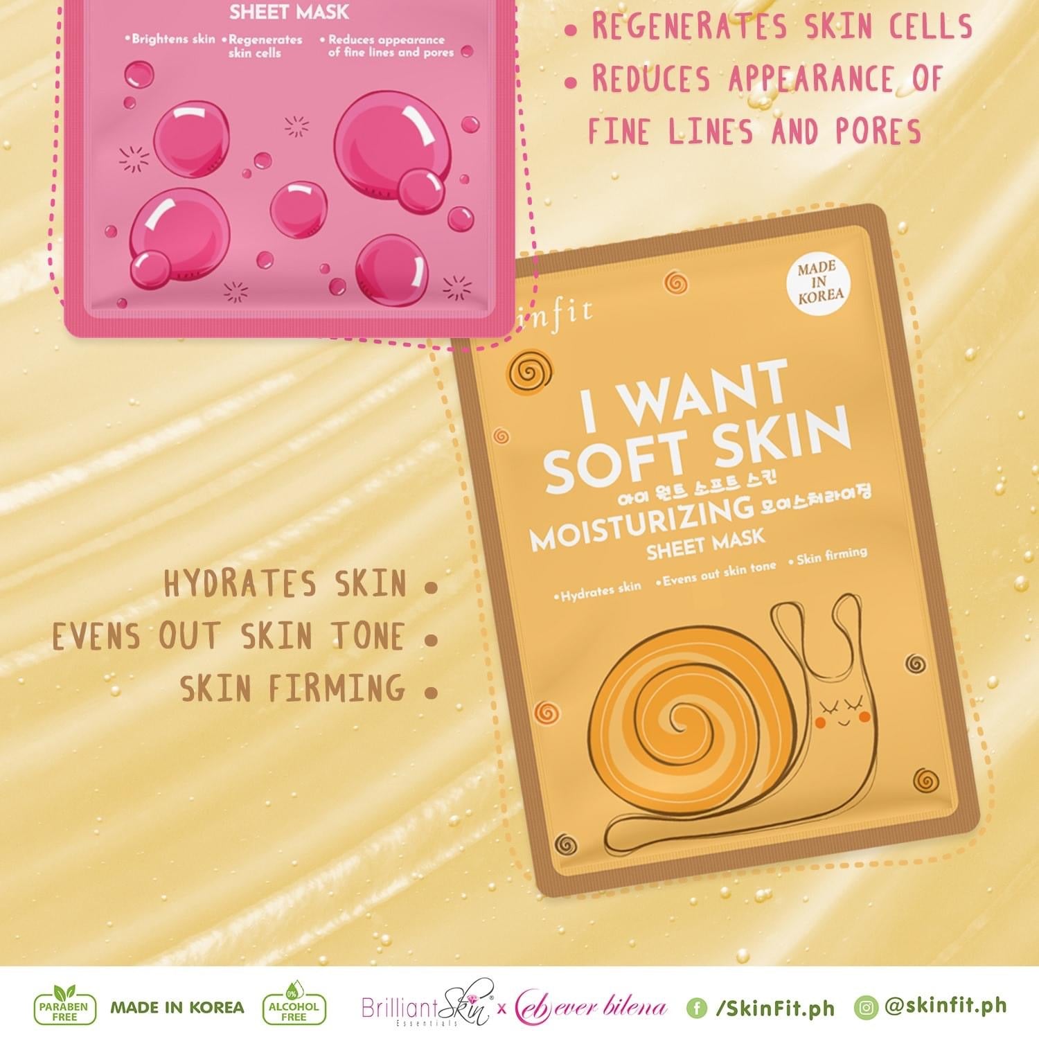 Skinfit I WANT SOFT SKIN Moisturizing Sheet Mask, 10 Sheets