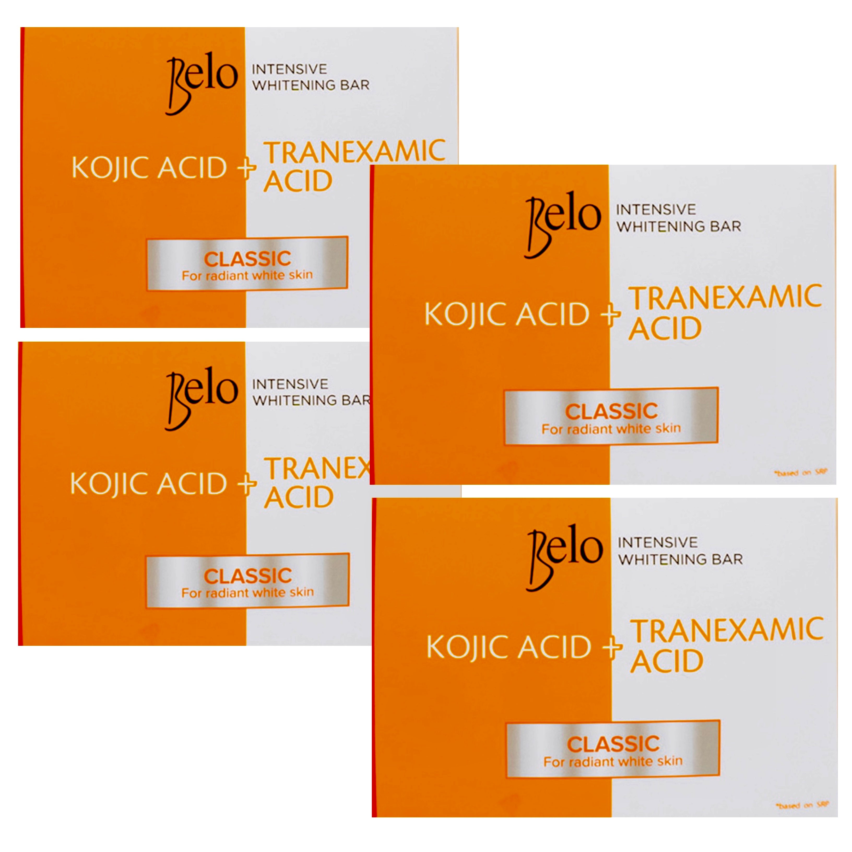 Belo Intensive Kojic Acid + Tranexamic Acid Classic Bar Soap, 65g x 4 Soaps