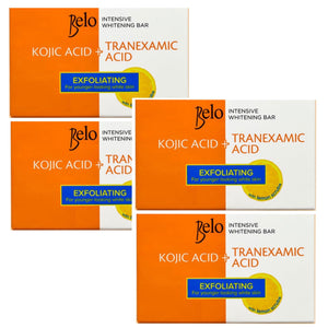 Belo Intensive Kojic acid + Tranexamic Acid Exfoliating Bar Soap, 65g x 4 Soaps