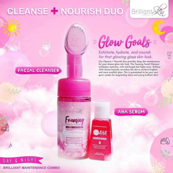 Foaming Face Cleanser & AHA Serum by Brilliant Skin Essential